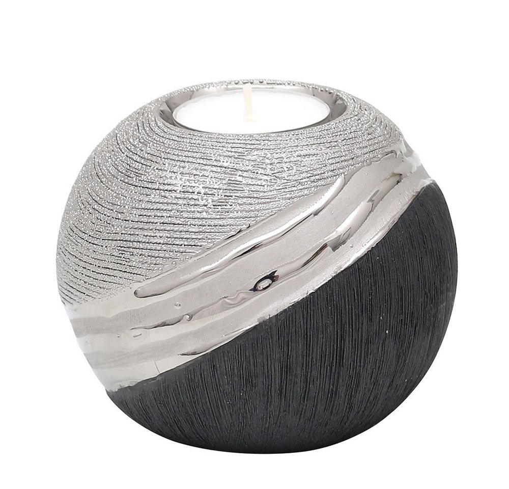 Dekohelden24 Teelichthalter Edler moderner Deko Designer Keramik Teelichthalter in silber-grau, ca. 10 x 10 x 9 cm. Dekohelden24 Teelichthalter Edler moderner Deko Designer Keramik Teelichthalter in silber-grau, ca. 10 x 10 x 9 cm. von Dekohelden24