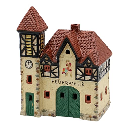 Dekohelden24 Windlicht-Haus Feuerwehr/Porzellanhaus, L/B/H ca. 16 x 10 x 22 cm von Dekohelden24