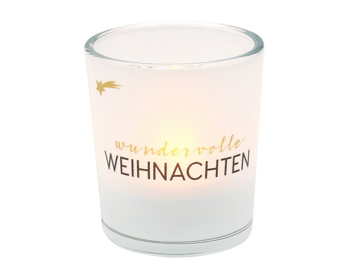 Dekohelden24 Windlicht Windlichtglas mit Motiv auf einer transparenten Banderole, inkl. 1 (1 St) von Dekohelden24