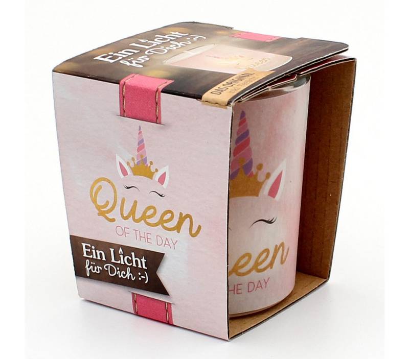 Dekohelden24 Windlicht Windlichtglas mit Motiv: Queen of the Day. von Dekohelden24