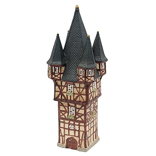 Dekohelden24 Windlichthaus - Bromser-Turm in Rüdesheim/Rhein aus Porzellan. L/B/H ca 12 x12 x 33 cm von Dekohelden24