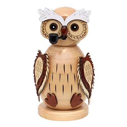 Dekohelden24 Wunderschöne Holz-Räucherfigur Eule, Natur, L/B/H: 8 x 8 x 15 cm. von Dekohelden24