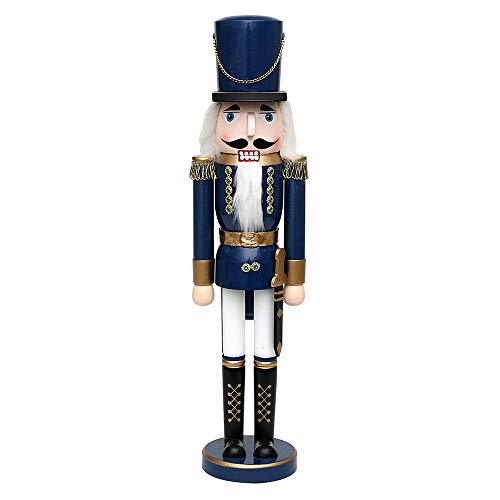 Dekohelden24 Wunderschöner Nussknacker Soldat, in blau metallic, klassisch, ca. 50 cm von Dekohelden24