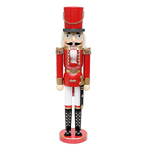 Dekohelden24 Wunderschöner Nussknacker Soldat, in rot metallic, klassisch, ca. 50 cm von Dekohelden24