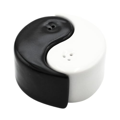 Yin Yang Keramik Salz- & Pfefferstreuer in schwarz und weiß, L/B/H ca. 6 x 3 x 3 cm. von Dekohelden24