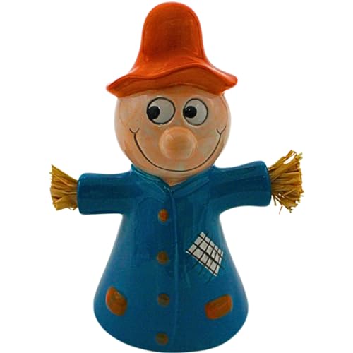 Dekohelden24 Zaunstecker, Zaunhocker, Zaunfigur mit Strohhände in blau, L/B/H 13 x 8 x 19 cm. von Dekohelden24