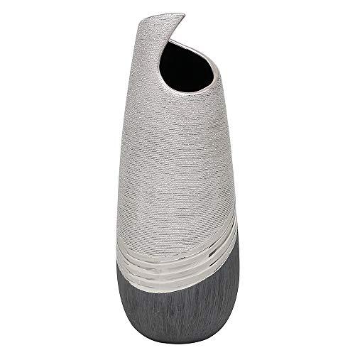 Dekohelden24 edle Moderne Deko Designer Keramik Vase wellenförmig in Silber-grau, Welle 32 cm von Dekohelden24