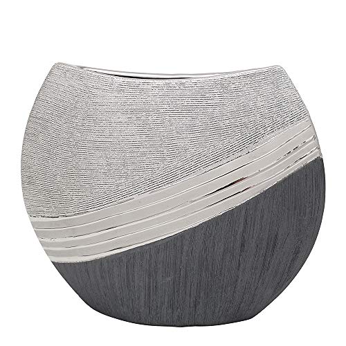 Dekohelden24 Edle Moderne Deko Designer Keramik Vase in Silber-grau, 25 cm von Dekohelden24