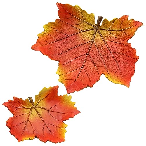 Herbstblatt - Herbstschale - Dekoschale in Blattform als 2er Set, Maße L/B/H je Schale 25 x 13 x 7 und 17 x 18,5 x 4,5 cm von Dekohelden24