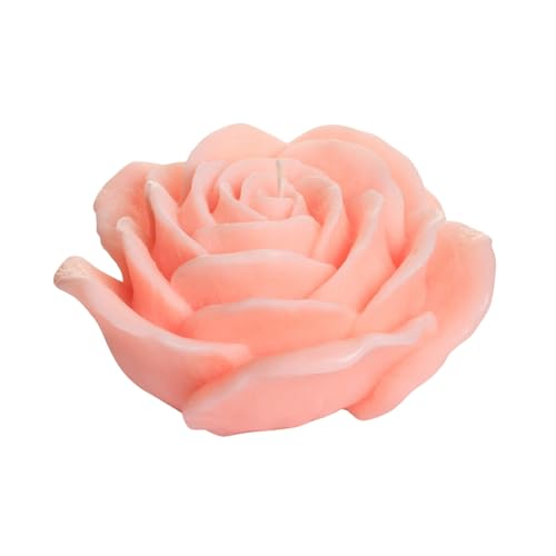 Hochwertige Duftkerze als Rosenblüte in rosa, aus Sojawachs und Baumwolldocht, mit Rosenduft, Größe: H/Ø ca 7 x 12 cm, 265 g von Dekohelden24
