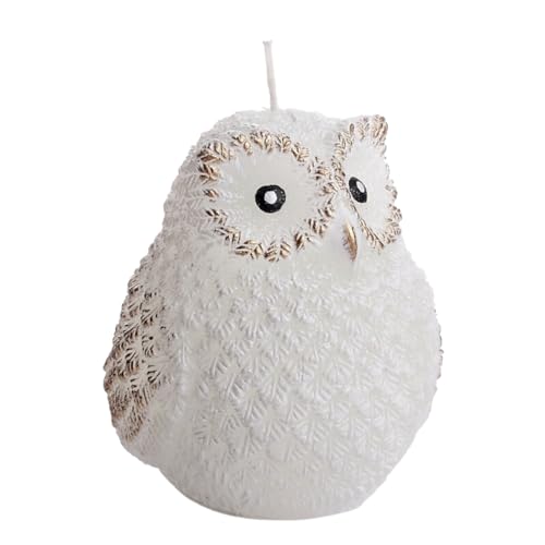 Hochwertige Kerze als Eule in Weiß mit goldenen Details und Glitter, Größe: L/B/H ca. 7 x 7 x 8 cm Hochwertige Kerze als Eule in Weiß mit goldenen Details und Glitter, Größe: L/B/H ca. 7 x 7 x 8 cm von Dekohelden24