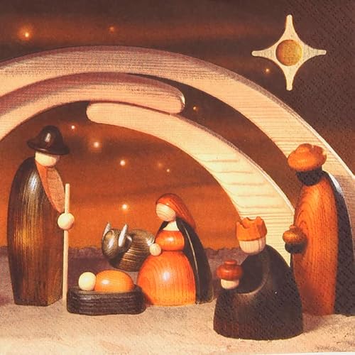 Hochwertige Papierservietten/Tafel-Servietten/Brunchservietten, Weihnachtsservietten, Deko-Serviette, Motiv: Christigeburt - Weihnachtskrippe, L/H 33 x 33 cm. Menge 40 Stück. von Dekohelden24