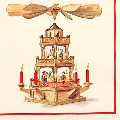 Hochwertige Papierservietten/Tafel-Servietten/Brunchservietten, Weihnachtsservietten, Deko-Serviette, Motiv: Pyramide, L/H 33 x 33 cm. Menge 40 Stück. von Dekohelden24