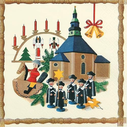 Hochwertige Papierservietten/Tafel-Servietten/Brunchservietten, Weihnachtsservietten, Deko-Serviette, Motiv: Seiffen, L/H 33 x 33 cm. Menge 40 Stück. von Dekohelden24