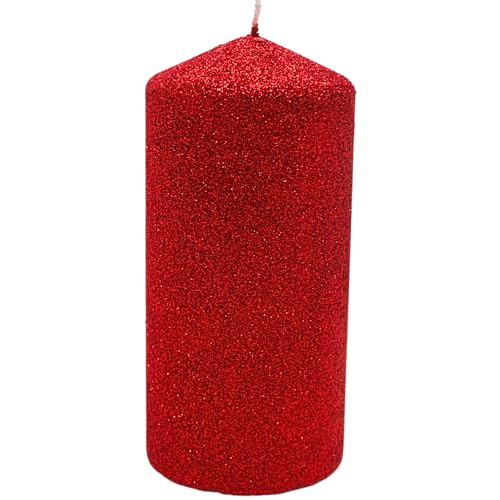 Hochwertige XL Glitterkerze als Stumpen - Stumpenkerze, Dekokerze, Tischkerze, Haushaltskerze in adventsrot, Größe L/B/H: ca. 7 x 7 x 15 cm. Hochwertige XL Glitterkerze als Stumpen - Stumpenkerze, Dekokerze, Tischkerze, Haushaltskerze in adventsrot, Größe L/B/H: ca. 7 x 7 x 15 cm. von Dekohelden24