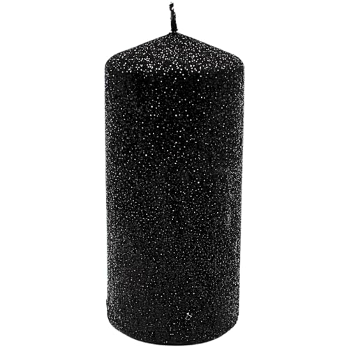 Hochwertige XL Glitterkerze als Stumpen - Stumpenkerze, Dekokerze, Tischkerze, Haushaltskerze in schwarz, Größe L/B/H: ca. 7 x 7 x 15 cm. Hochwertige XL Glitterkerze als Stumpen - Stumpenkerze, Dekokerze, Tischkerze, Haushaltskerze in schwarz, Größe L/B/H: ca. 7 x 7 x 15 cm. von Dekohelden24