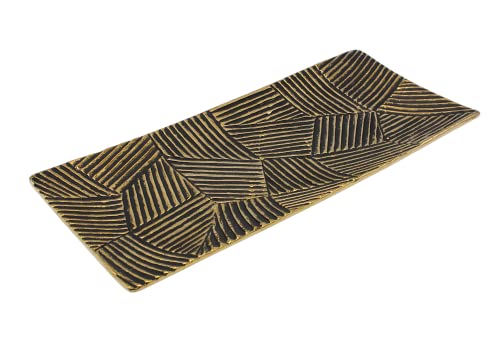 Hochwertige edle Designer Keramik Schale/Dekoschale in schwarz-gold, rechteckig, mit Rillen-Muster, Größe L/B/H: ca. 38 x 17 x 3 cm von Dekohelden24