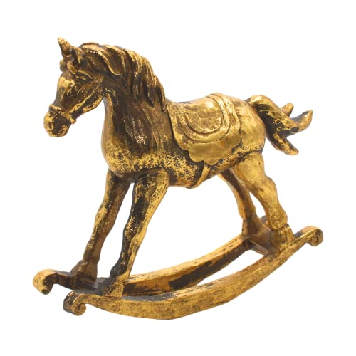 Hochwertiges Goldenes Schaukelpferd, realistische Darstellung mit Mähne und Schweif, Größe: L/B/H: ca. 5 x 20 x 15 cm Hochwertiges Goldenes Schaukelpferd, realistische Darstellung mit Mähne und Schweif, Größe: L/B/H: ca. 5 x 20 x 15 cm von Dekohelden24
