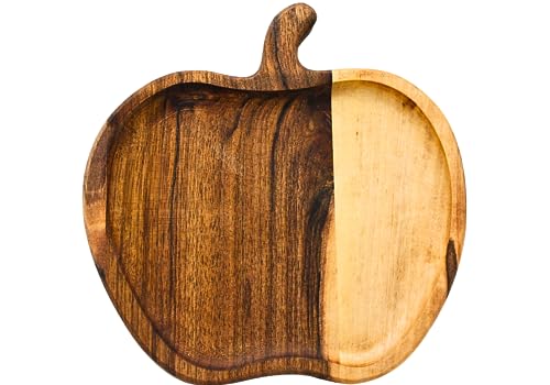 Holz Dekoschale als Apfel in Natur, Maße L/B/H 18 x 18 x 2 cm von Dekohelden24