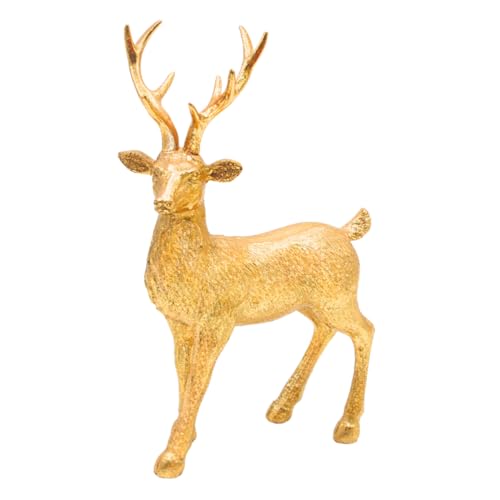 Keramik Dekofigur, Moderne Deko-Statue, Landhaus-Skulptur als Hirsch in Gold - Glitzer, stehend, L/B/H: 14 x 8 x 21cm von Dekohelden24