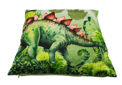 Kinder Deko-Kissen, Zierkissen, Dinokissen, in grün mit Stegosaurus, Abnehmbarer Bezug, Maße: ca. 40 x 40, Polyester von Dekohelden24