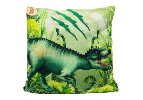 Kinder Deko-Kissen, Zierkissen, Dinokissen, in grün mit T-Rex, Abnehmbarer Bezug, Maße: ca. 40 x 40, Polyester von Dekohelden24