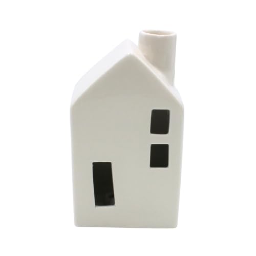 LED Keramik Haus als Stabkerzenhalter in weiß, für 1 Stabkerze, Größe L/B/H: ca. 5 x 6 x 12 cm von Dekohelden24