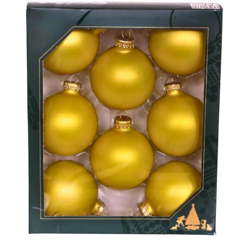 Lauschaer Christbaumschmuck - 8er Set Kugeln, Weihnachtsbaumkugeln Lauscha, Tannenbaumkugeln, Christbaumkugeln,Glas Kugeln aus Lauscha, Gold - matt, mit goldenen Krönchen, 7cm. Lauschaer Christbaumschmuck - 8er Set Kugeln, Weihnachtsbaumkugeln Lauscha, Tannenbaumkugeln, Christbaumkugeln,Glas Kugeln aus Lauscha, Gold - matt, mit goldenen Krönchen, 7cm. von Dekohelden24