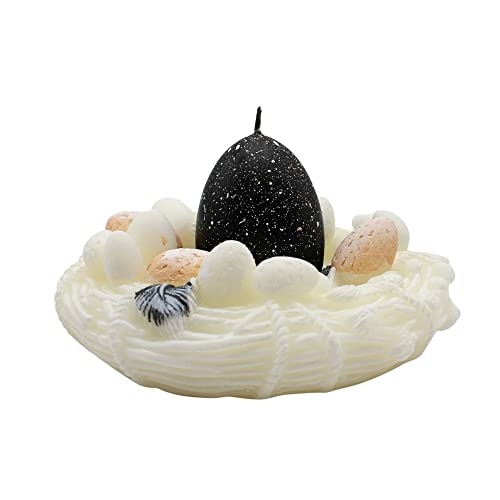Dekohelden24 Osternestkerze, Kerze in Osternest aus Wachs, Eikerze schwarz, Nest in weiß, Geschenkverpackung mit gelber Schleife, 13 x 7 cm Dekohelden24 Osternestkerze, Kerze in Osternest aus Wachs, Eikerze schwarz, Nest in weiß, Geschenkverpackung mit gelber Schleife, 13 x 7 cm von Dekohelden24
