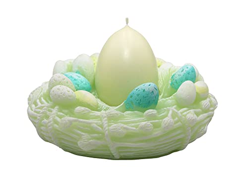 Dekohelden24 Osternestkerze, Kerze in Osternest aus Wachs, Eikerzehellgrün, Nest in grün, Geschenkverpackung mit gelber Schleife, 13 x 7 cm Dekohelden24 Osternestkerze, Kerze in Osternest aus Wachs, Eikerzehellgrün, Nest in grün, Geschenkverpackung mit gelber Schleife, 13 x 7 cm von Dekohelden24