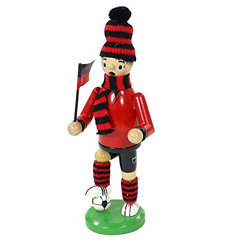 Dekohelden24 Räuchermann als Fussballer mit rot/schwarzem Outfit, ca. 20 cm, 521019, Rot/Schwarz, 24 cm von Dekohelden24