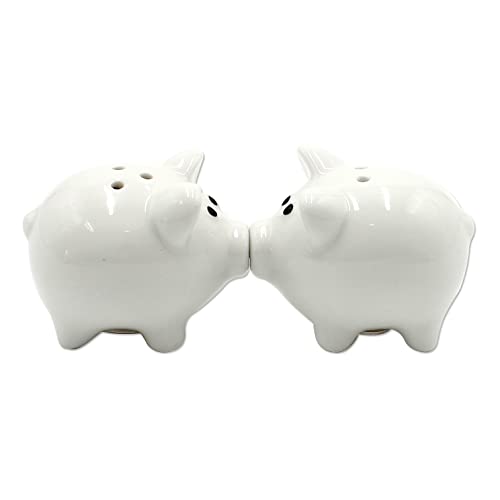 Salz -und Pfefferstreuer Set weiß aus Poly, Motiv: Schweine, magnetisch, Größe L/B/H: ca. 6 x 4 x 5 cm von Dekohelden24