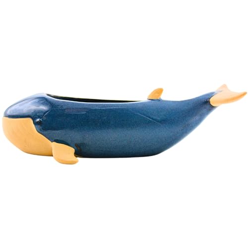 Übertopf - Pflanztopf - Pflanzgefäß - Dekoschale aus Keramik als Wal, Maße L/B/H: ca. 30 x 13 x 9 cm von Dekohelden24