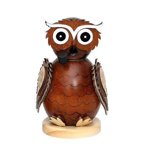 Dekohelden24 Holz-Räucherfigur Eule, braun, ca. 11,5 cm von Dekohelden24