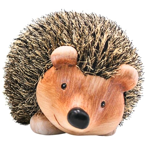 XXL - Dekofigur Igel, Keramik - Garten Igel, Dekoigel mit Fell liegend in braun, Größe ca. 19 x 19 x 22 cm. von Dekohelden24