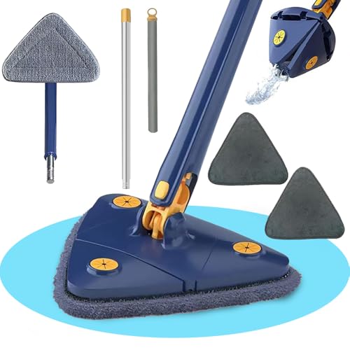 Dekohome Dreieckiger Wischmopp 360° drehbar zum Reinigen von Böden, Fenstern, Wänden, Decken und Möbeln. Dreieckiger Wischmopp aus Mikrofaser, selbstwringende Funktion, inklusive 2 Ersatzteilen von Dekohome