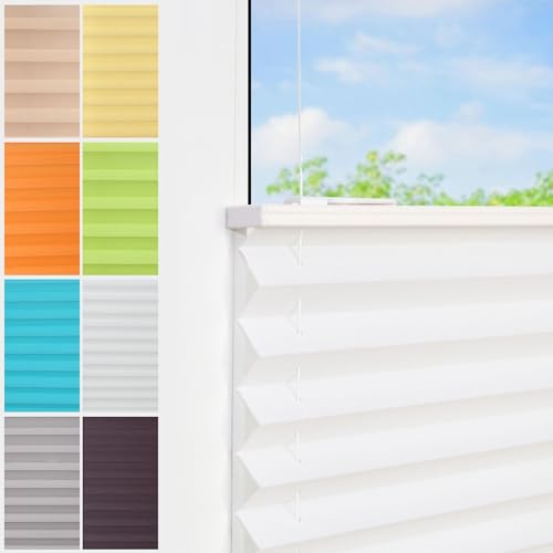 Plissee Ohne Bohren klemmfix,105x130cm(BxH,Weiß,Easyfix Faltrollo mit Klemmträger, Klemmfix ohne Bohren, Lichtschutz, Verschpannt Plissee Ohne Bohren klemmfix,105x130cm(BxH,Weiß,Easyfix Faltrollo mit Klemmträger, Klemmfix ohne Bohren, Lichtschutz, Verschpannt von Dekohome