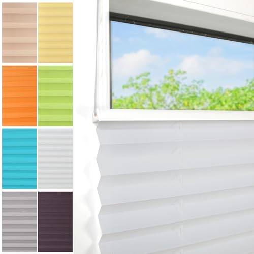 Plissee Ohne Bohren klemmfix,80x120cm（BxH,Grau,Easyfix Faltrollo mit Klemmträger, Klemmfix ohne Bohren, Lichtschutz, Verschpannt von Dekohome