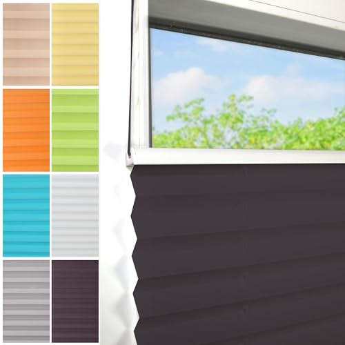 Plissee Ohne Bohren klemmfix,80x80cm（BxH,Anthrazit,Easyfix Faltrollo mit Klemmträger, Klemmfix ohne Bohren, Lichtschutz, Verschpannt von Dekohome