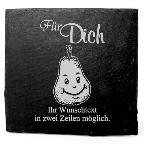 Deko Schiefer Untersetzer personalisiert Birne - Für Dich - 11x11cm Schwarz Bierdeckel Tischdeko Bieruntersetzer Weinuntersetzer von Dekolando