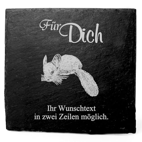 Deko Schiefer Untersetzer personalisiert Chinchilla - Für Dich - 11x11cm Schwarz Bierdeckel Tischdeko Bieruntersetzer Weinuntersetzer von Dekolando