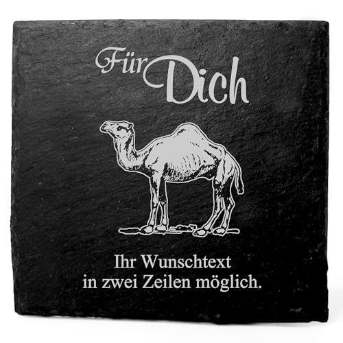 Deko Schiefer Untersetzer personalisiert Dromedar - Für Dich - 11x11cm Schwarz Bierdeckel Tischdeko Bieruntersetzer Weinuntersetzer von Dekolando