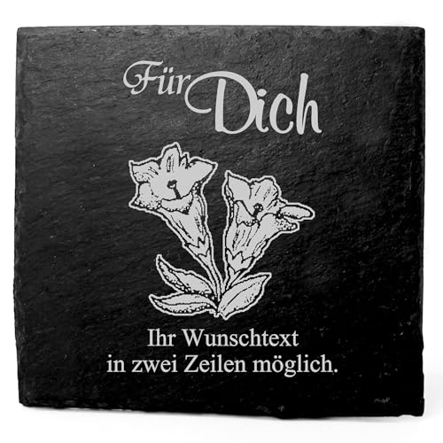 Deko Schiefer Untersetzer personalisiert Enzian - Für Dich - 11x11cm Schwarz Bierdeckel Tischdeko Bieruntersetzer Weinuntersetzer Deko Schiefer Untersetzer personalisiert Enzian - Für Dich - 11x11cm Schwarz Bierdeckel Tischdeko Bieruntersetzer Weinuntersetzer von Dekolando