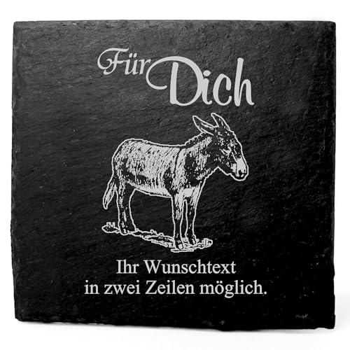 Deko Schiefer Untersetzer personalisiert Esel - Für Dich - 11x11cm Schwarz Bierdeckel Tischdeko Bieruntersetzer Weinuntersetzer von Dekolando