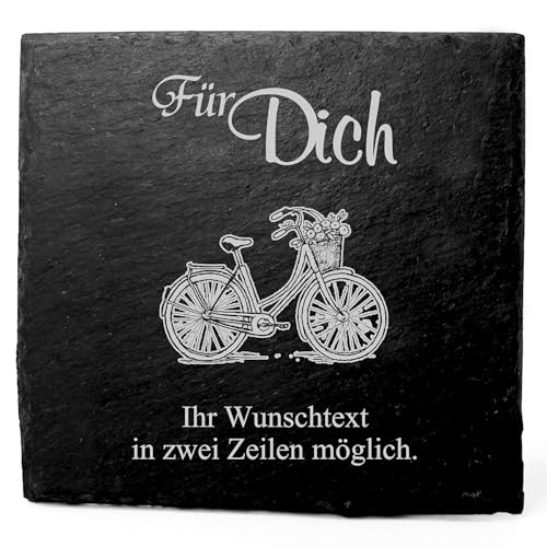 Deko Schiefer Untersetzer personalisiert Fahrrad mit Korb - Für Dich - 11x11cm Schwarz Bierdeckel Tischdeko Bieruntersetzer Weinuntersetzer Deko Schiefer Untersetzer personalisiert Fahrrad mit Korb - Für Dich - 11x11cm Schwarz Bierdeckel Tischdeko Bieruntersetzer Weinuntersetzer von Dekolando