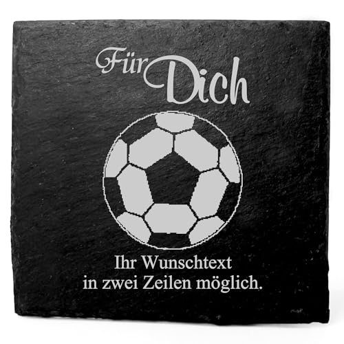 Deko Schiefer Untersetzer personalisiert Fußball - Für Dich - 11x11cm Schwarz Bierdeckel Tischdeko Bieruntersetzer Weinuntersetzer von DEKOLANDO
