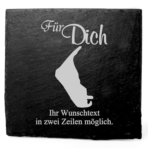 Deko Schiefer Untersetzer personalisiert Insel Amrum - Für Dich - 11x11cm Schwarz Bierdeckel Tischdeko Bieruntersetzer Weinuntersetzer von Dekolando