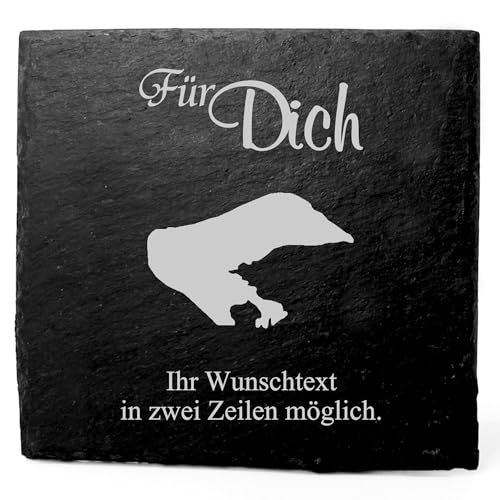 Deko Schiefer Untersetzer personalisiert Insel Borkum - Für Dich - 11x11cm Schwarz Bierdeckel Tischdeko Bieruntersetzer Weinuntersetzer von Dekolando