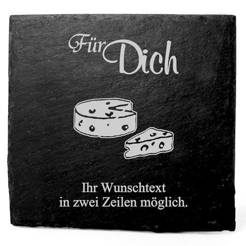 Deko Schiefer Untersetzer personalisiert Käse - Für Dich - 11x11cm Schwarz Bierdeckel Tischdeko Bieruntersetzer Weinuntersetzer von Dekolando