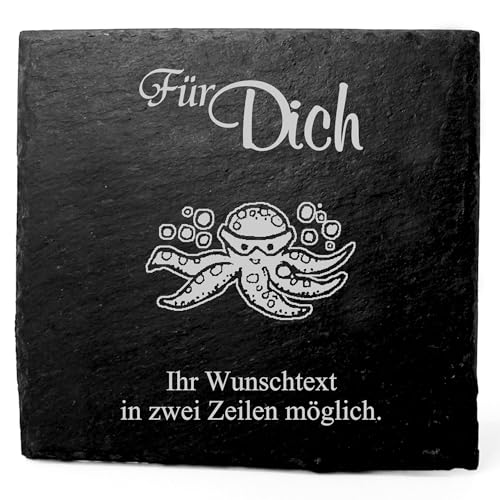 Deko Schiefer Untersetzer personalisiert Krake mit Taucherbrille - Für Dich - 11x11cm Schwarz Bierdeckel Tischdeko Bieruntersetzer Weinuntersetzer Deko Schiefer Untersetzer personalisiert Krake mit Taucherbrille - Für Dich - 11x11cm Schwarz Bierdeckel Tischdeko Bieruntersetzer Weinuntersetzer von Dekolando